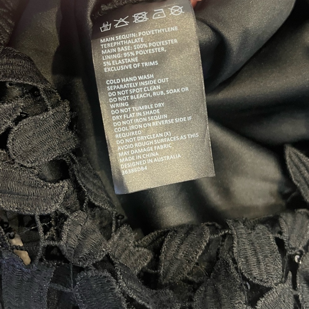 Bardot Black Sequin Sleeveless Mini Halter Dress with Lace & Open Back Small 4 - Picture 11 of 11